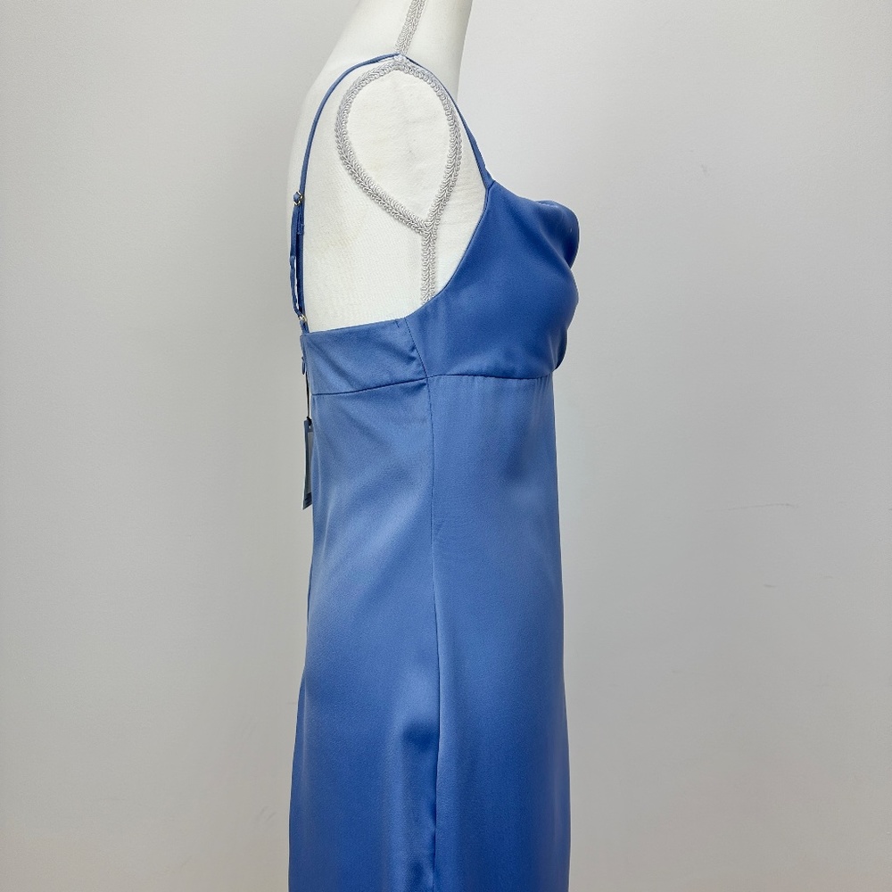 WeWoreWhat Cowl Midi Slip Dress Satin Charmeuse Slate Blue Revolve NWT. - Picture 10 of 13